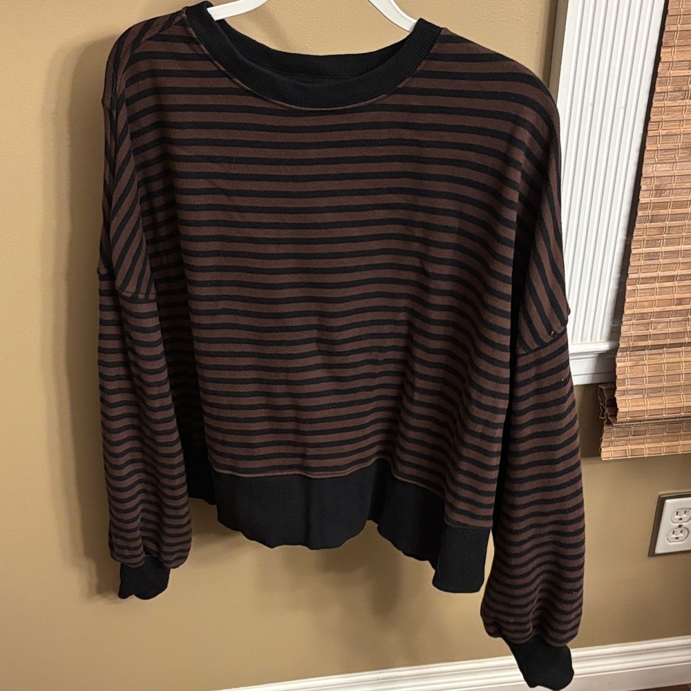 Aerie Brown and Black Striped Top